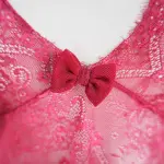 Sheer Fine Mesh Embroidered Babydoll Spaghetti Strap Lingerie