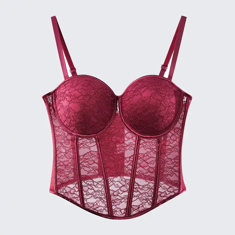 Red Floral Lace Sculpting Corset