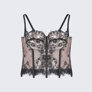 Women's Outerwear Lace Hollow Out Padded Corset Top