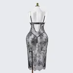 Lace Embroidery See-Through Bridal Lingerie Dress