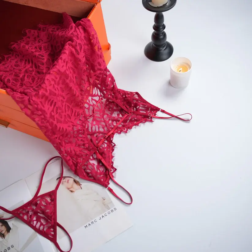 Crimson Enchantment Red Lace Nightdress