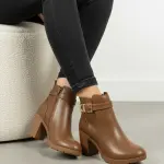 Elegant Ankle Boot with Gold Buckle B-63