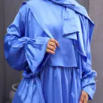 CORNFLOWER BLUE SATIN DRESS ISDAL