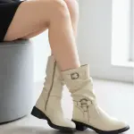 Ruched Boot with Metal Strap B-64