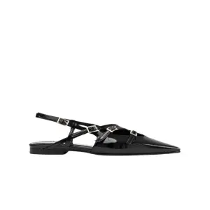 Multi TOE THREE STRAPS CLARET PATENT Flat BALLERINAS
