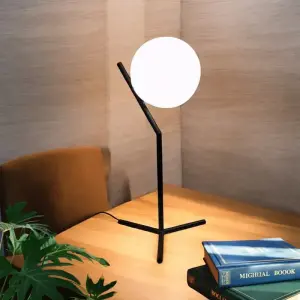 Table Lamp Glass & Steel 021544