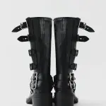 Black Leather biker boots