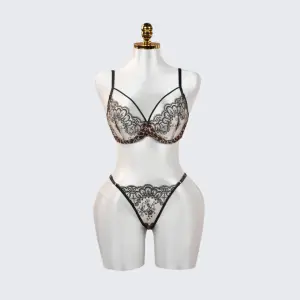 Leopard Floral Embroidery Lace Bra