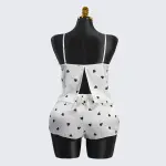 Chic Heart Pattern Two-Piece Pajama Set