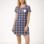 Cotton Plaid Night Dress