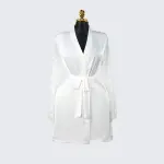 Luxurious Silk Lace Trimmed Kimono Robe