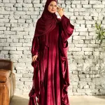MAROON VELVET RUFFLES ISDAL