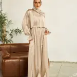 GOLD SATIN DRESS ISDAL