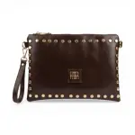 White studded clutch bag with gold-tone hardware BA-62
