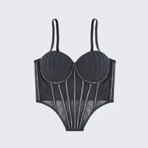 Padded Rhinestone Boning Shaping Corset Top