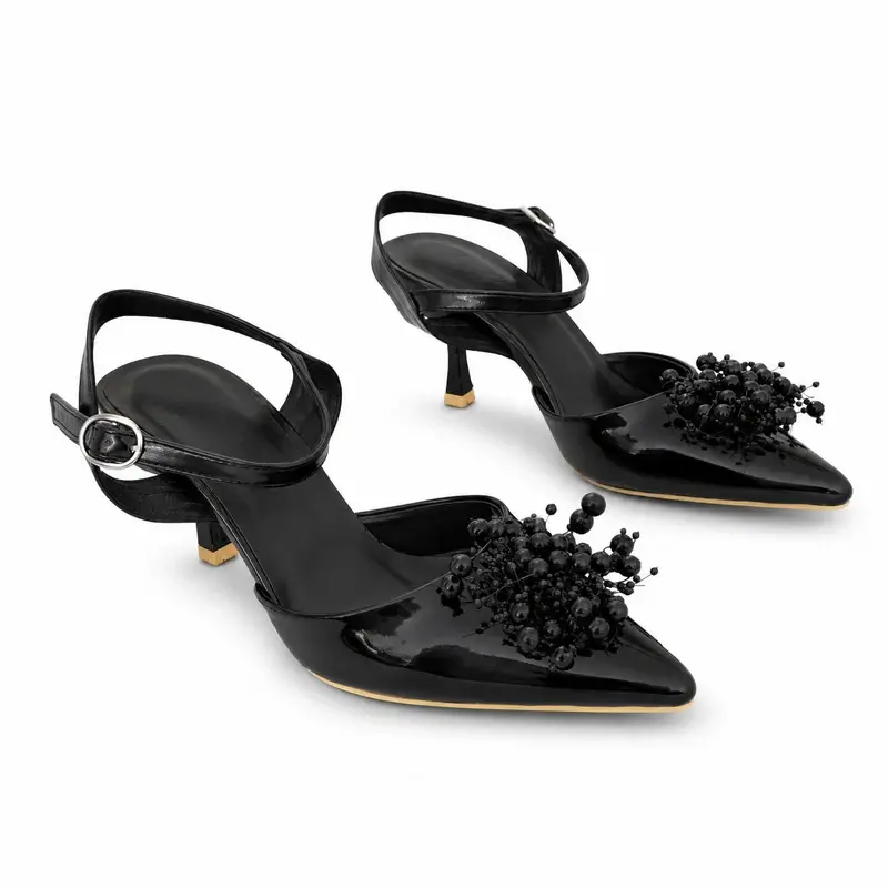 Elegant Heels with Glossy Cherry Detail C-123