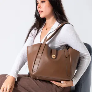 Minimal Turn Closure Bag-light brown