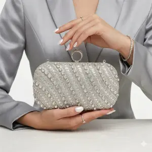 Beaded Handbag with Diagonal Stripes VS-49