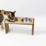 Ergonomic Wooden Cat Food and Water Bowl Stand – Premium Handmade Pet Feeder