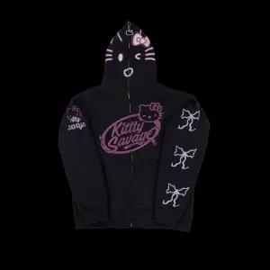 BLACK KITTY SAVAGE ZIP HOODIE