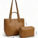 Elegant Leather Tote Bag with Inner Pouch BA-65
