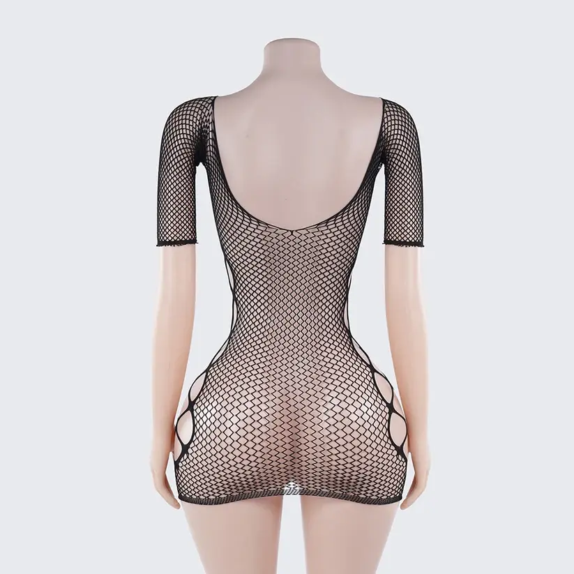 Sheer Fishnet Bodycon Dress Lingerie Hollow Out Chemise