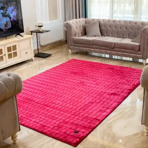 Square Velvet Rug - Maroon