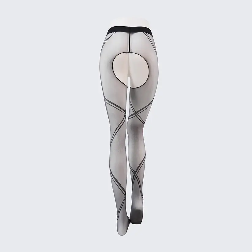 Ultra-Thin Sexy Shiny Pantyhose with Jacquard and Straps