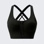 High Impact Front Zipper Sports Bra Shockproof Criss Cross Back Activewear