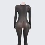 Glossy Open-Crotch Full-Body Bodystocking
