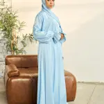 SKY BLUE SATIN DRESS ISDAL