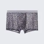 Men's Leopard Print Boxer Briefs Low Rise Mulberry Silk Crotch Pack of 4