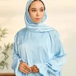 SKY BLUE SATIN DRESS ISDAL