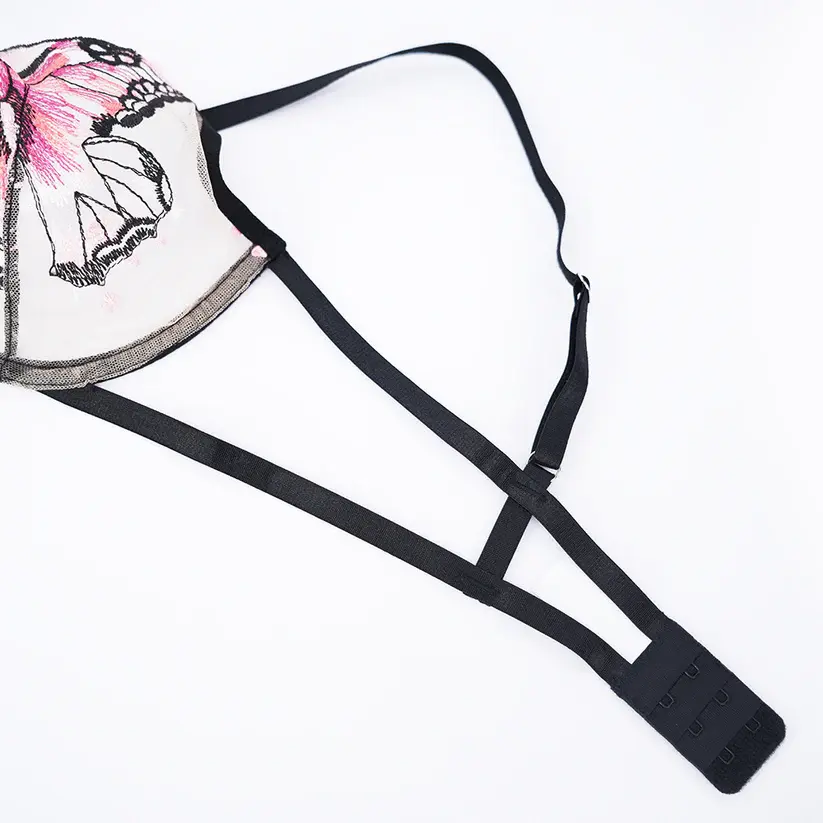 Butterfly Sheer Embroidered Mesh Bra Panty Set