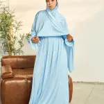 SKY BLUE SATIN DRESS ISDAL