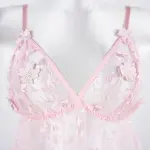 Embroidered Mesh Lace Deep V Lingerie Set