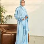 SKY BLUE SATIN DRESS ISDAL