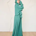 GREEN CREPE DRESSY ISDAL