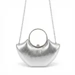 Silver Crescent Bag with Circular Handle VS-51