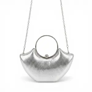 Silver Crescent Bag with Circular Handle VS-51