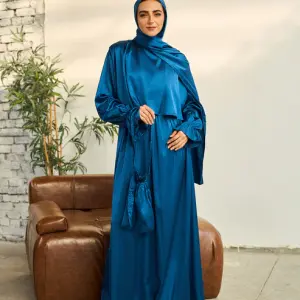 DEEP BLUE SATIN DRESS ISDAL