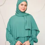 GREEN CREPE DRESSY ISDAL