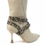 Boots with Decorative Ankle Straps Elegant Knee-High R-60
