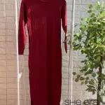 Rib Dress (Burgundy)