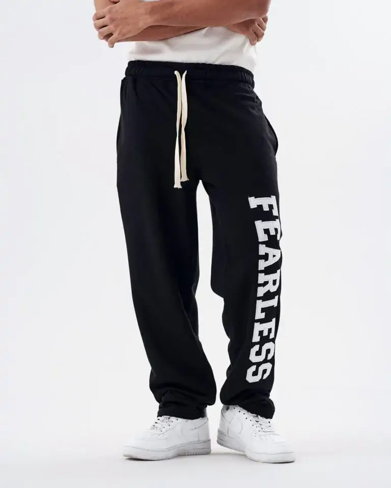 Black Fearless Straight Sweatpants
