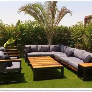 Modern Outdoor L-Shaped Sofa Set with Table