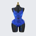 Blue Lace Floral Embroidered Bodysuit