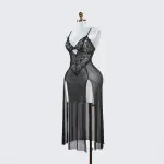 Black Lace Floral Print Negligees