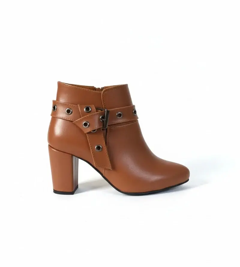 Boot Mid Heels Leather R-510