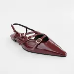 Multi TOE THREE STRAPS CLARET PATENT Flat BALLERINAS